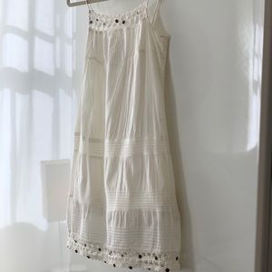 Vintage Maje Boho Dress, Embroidered White, S